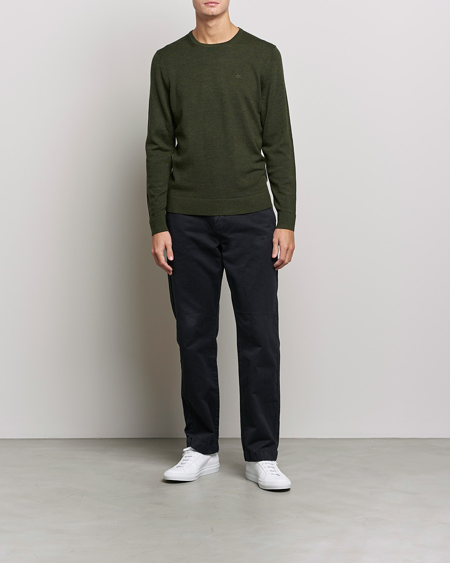 Herre | Gensere | Calvin Klein | Superior Wool Crew Neck Sweater Dark Olive