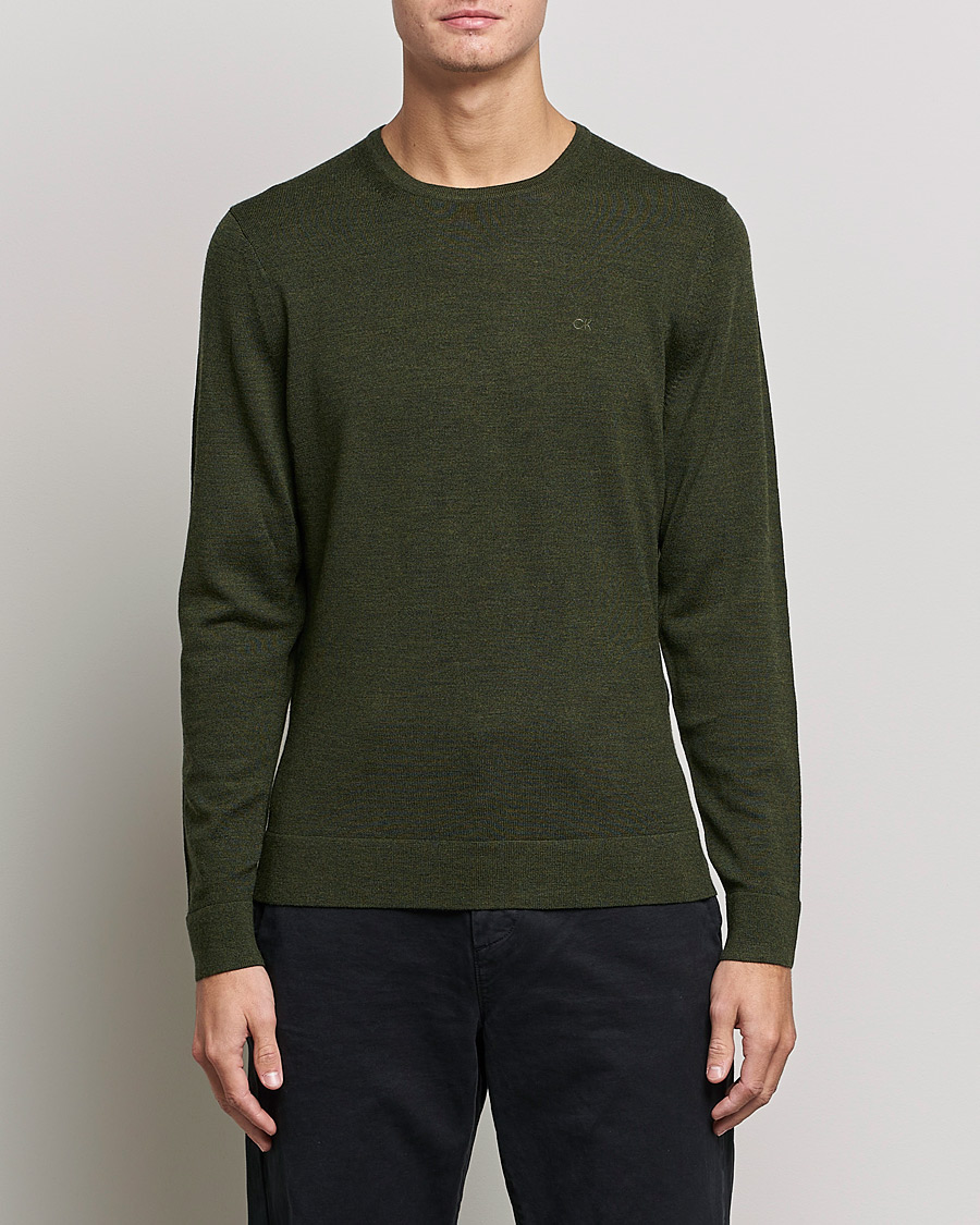 Herre | Pullovers rund hals | Calvin Klein | Superior Wool Crew Neck Sweater Dark Olive