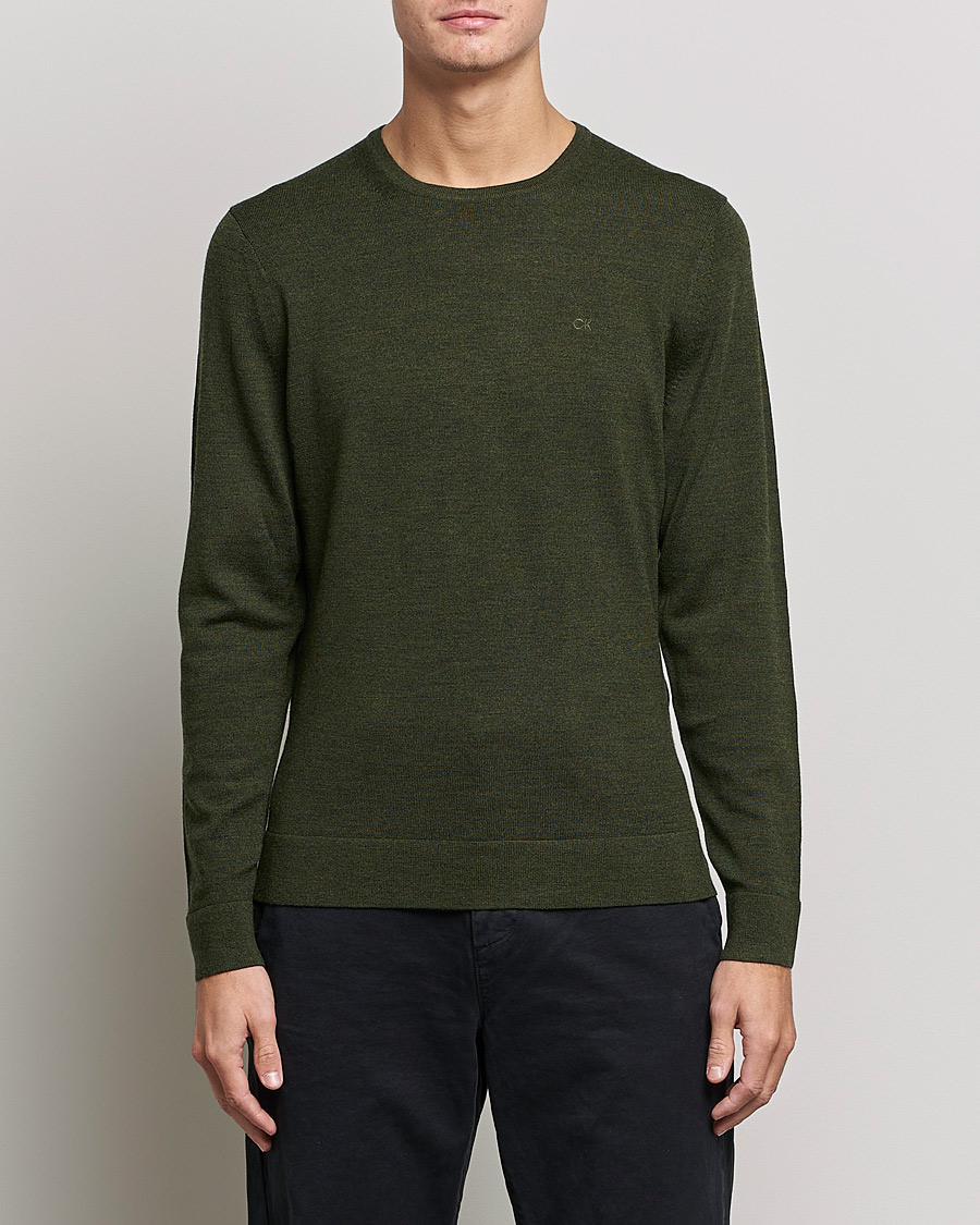 Herre | Gensere | Calvin Klein | Superior Wool Crew Neck Sweater Dark Olive