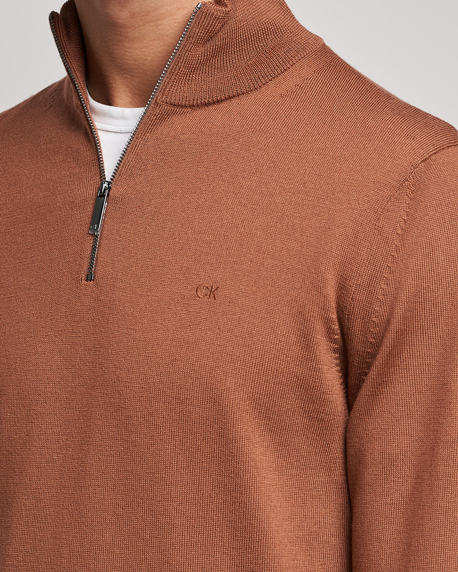 Herre | Gensere | Calvin Klein | Superior Wool Half Zip Sweater Caramel Red