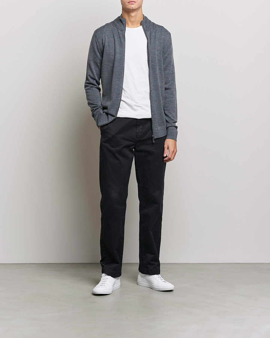 Herre |  | Calvin Klein | Superior Wool Full Zip Sweater Dark Grey Heather