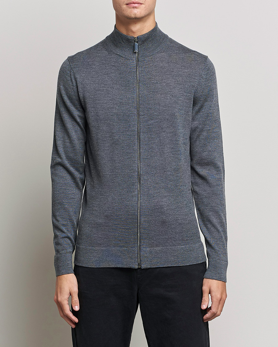 Herre | Gensere | Calvin Klein | Superior Wool Full Zip Sweater Dark Grey Heather