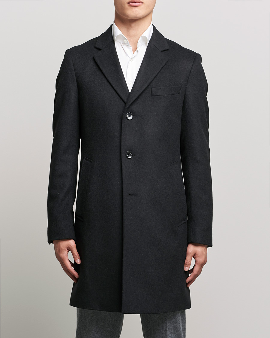 Herre | Høstjakker | BOSS | Hyde Wool/Cashmere Coat Black
