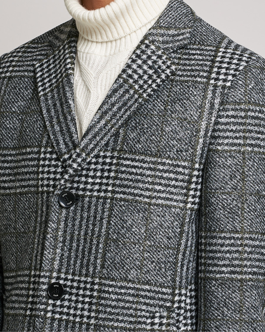 Herre | Jakker | BOSS BLACK | Hyde Wool Checked Coat Black/Grey