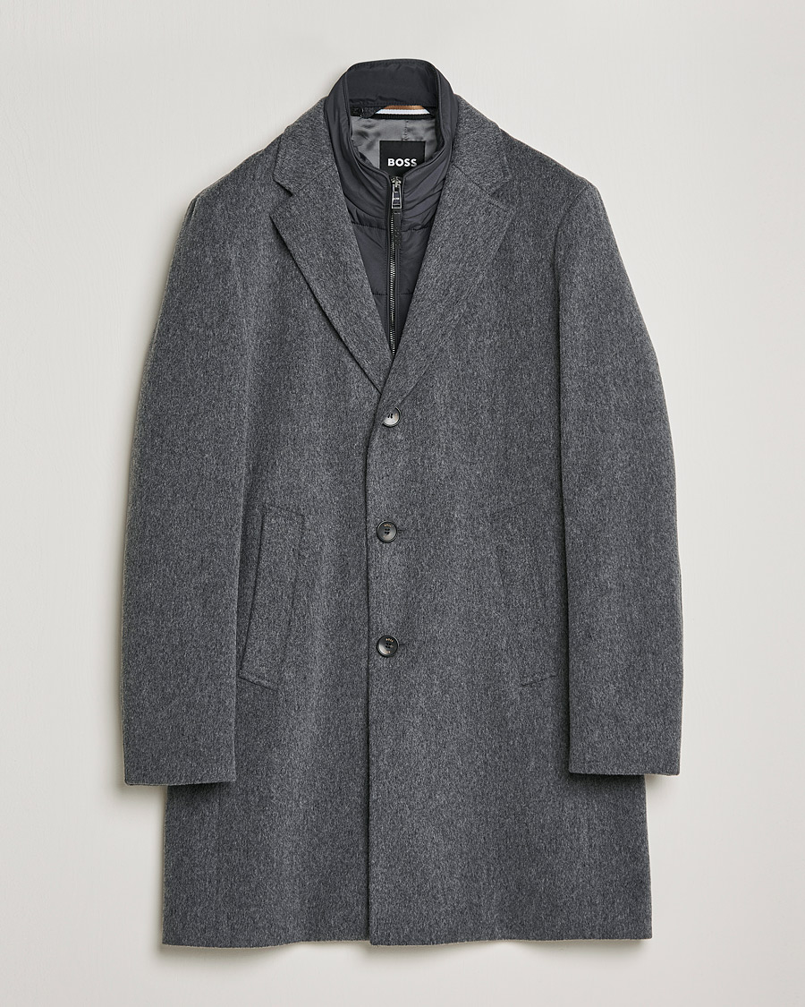 Herre | Jakker | BOSS BLACK | BOSS Hyde Wool/Cashmere Stand Up Collar Coat Silver
