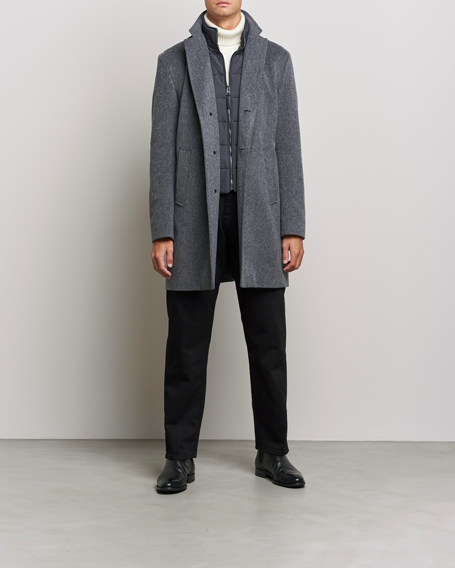 Herre | Jakker | BOSS | Hyde Wool/Cashmere Stand Up Collar Coat Silver
