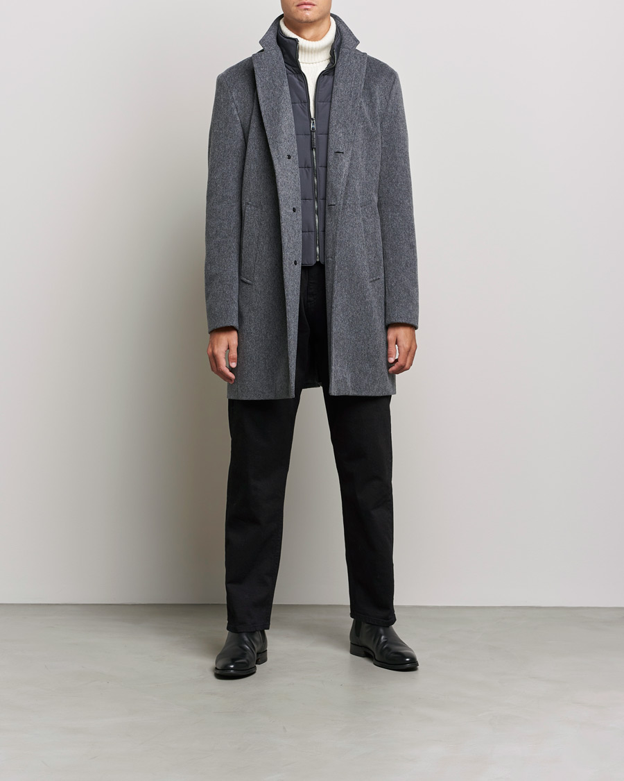 Herre | Jakker | BOSS BLACK | BOSS Hyde Wool/Cashmere Stand Up Collar Coat Silver