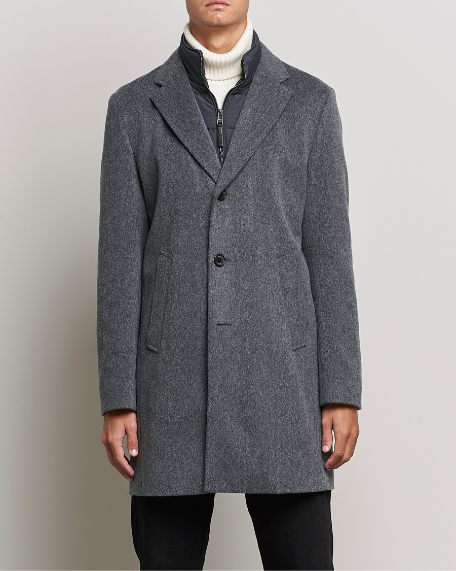 Herre | Jakker | BOSS BLACK | BOSS Hyde Wool/Cashmere Stand Up Collar Coat Silver