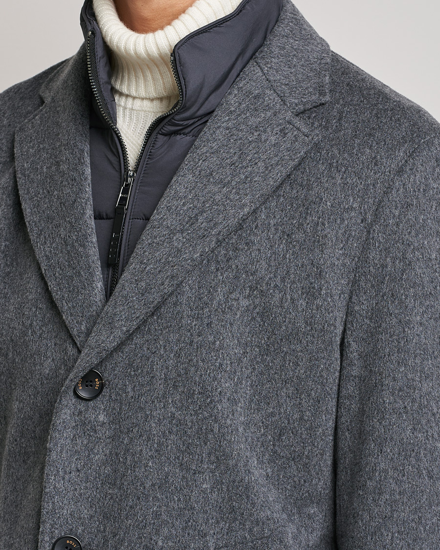 Herre | Jakker | BOSS BLACK | BOSS Hyde Wool/Cashmere Stand Up Collar Coat Silver