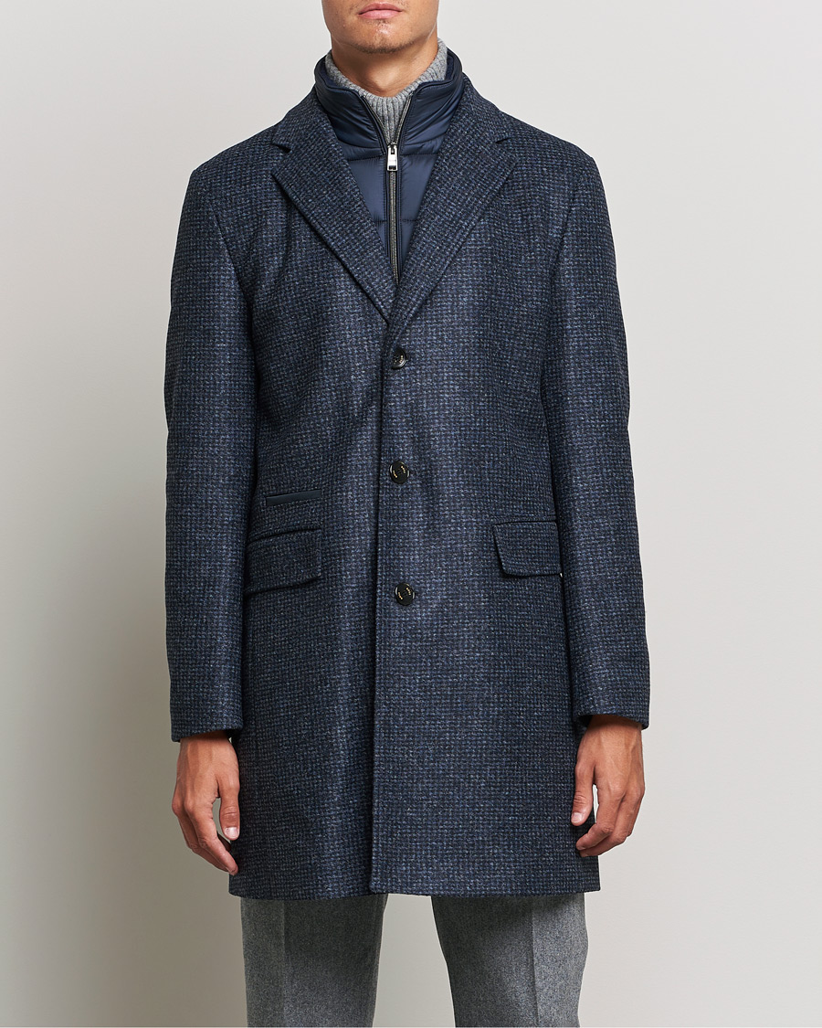 Herre | | BOSS | Hyde Wool/Cashmere Stand Up Collar Coat Dark Blue