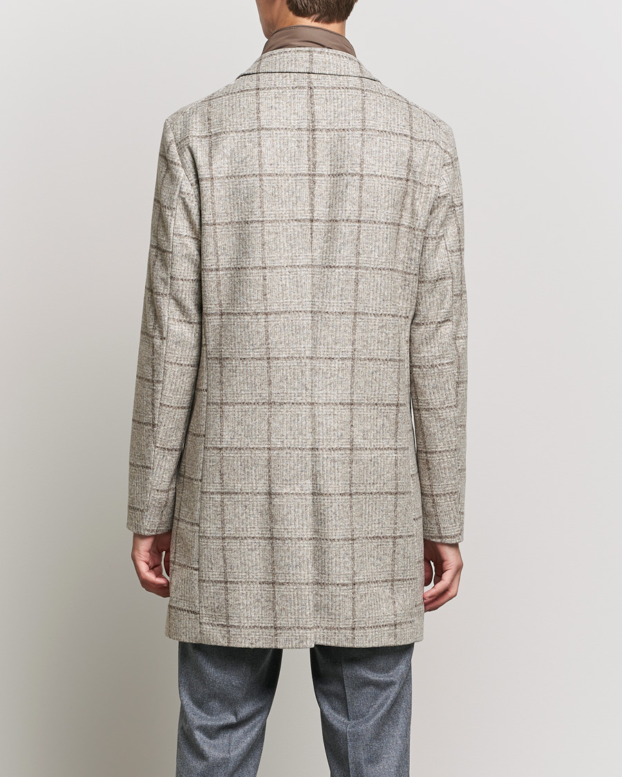 Herre | Jakker | BOSS BLACK | BOSS Hyde Wool Checked Stand Up Collar Coat Medium Beige