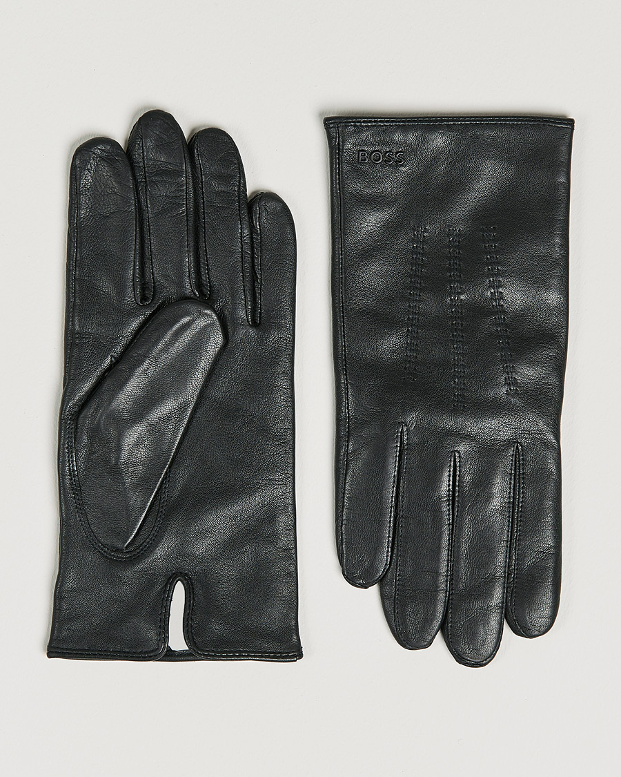 Herre |  | BOSS | Hainz Leather Gloves Black
