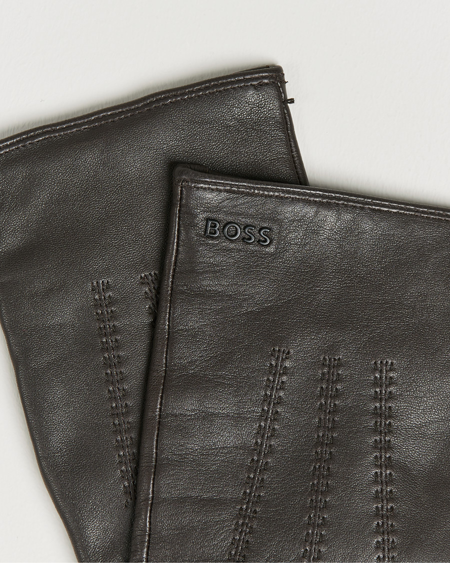 Herre | | BOSS BLACK | Hainz Leather Gloves Medium Brown