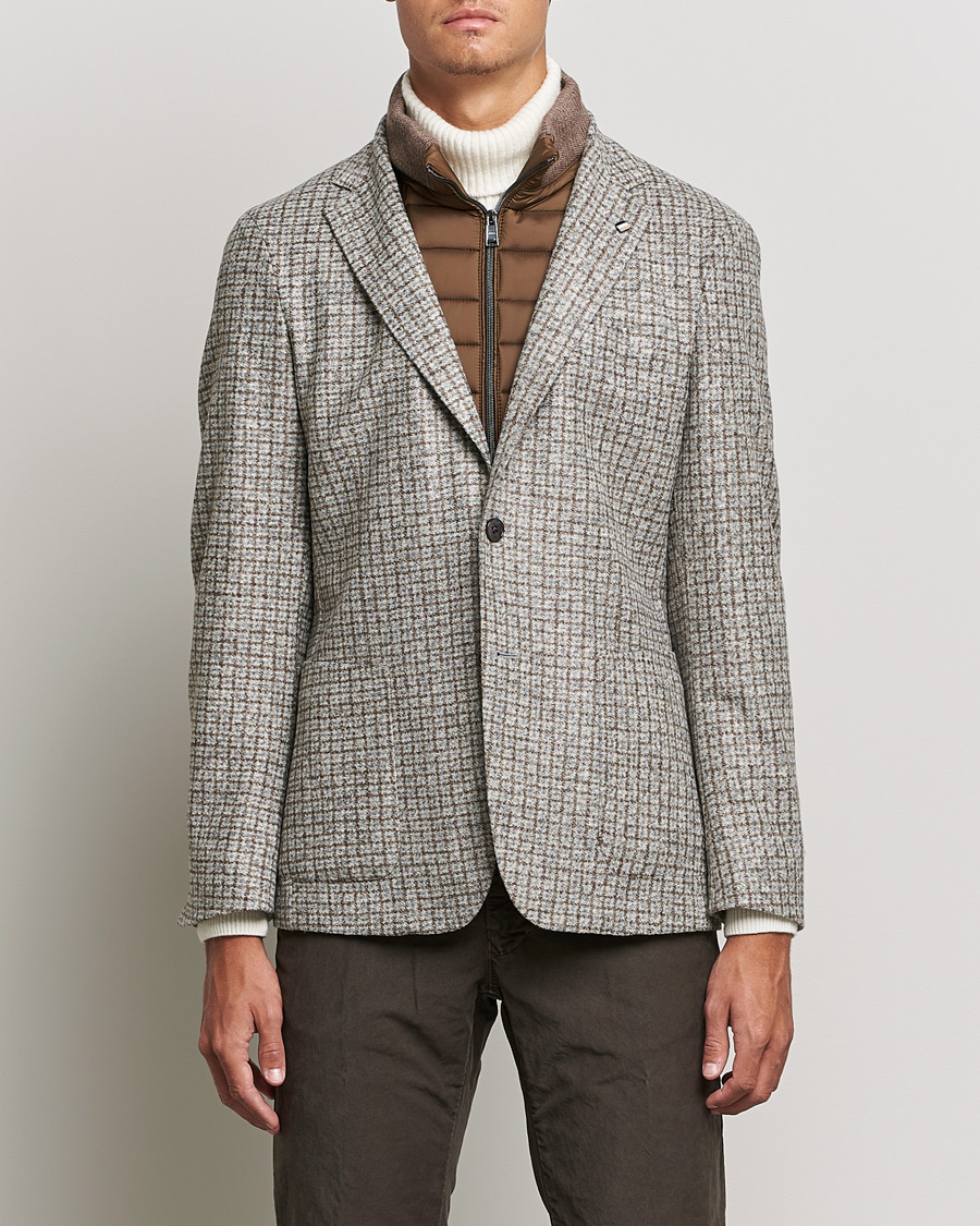 Herre | Dressjakker | BOSS BLACK | Hanry Wool Checked Patch Pocket Blazer Silver