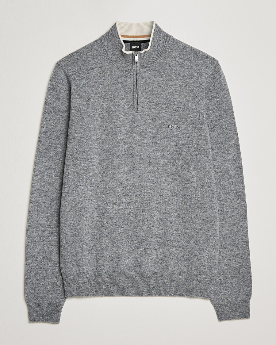 Herre | Gensere | BOSS BLACK | Barlo Lambswool Half Zip Silver