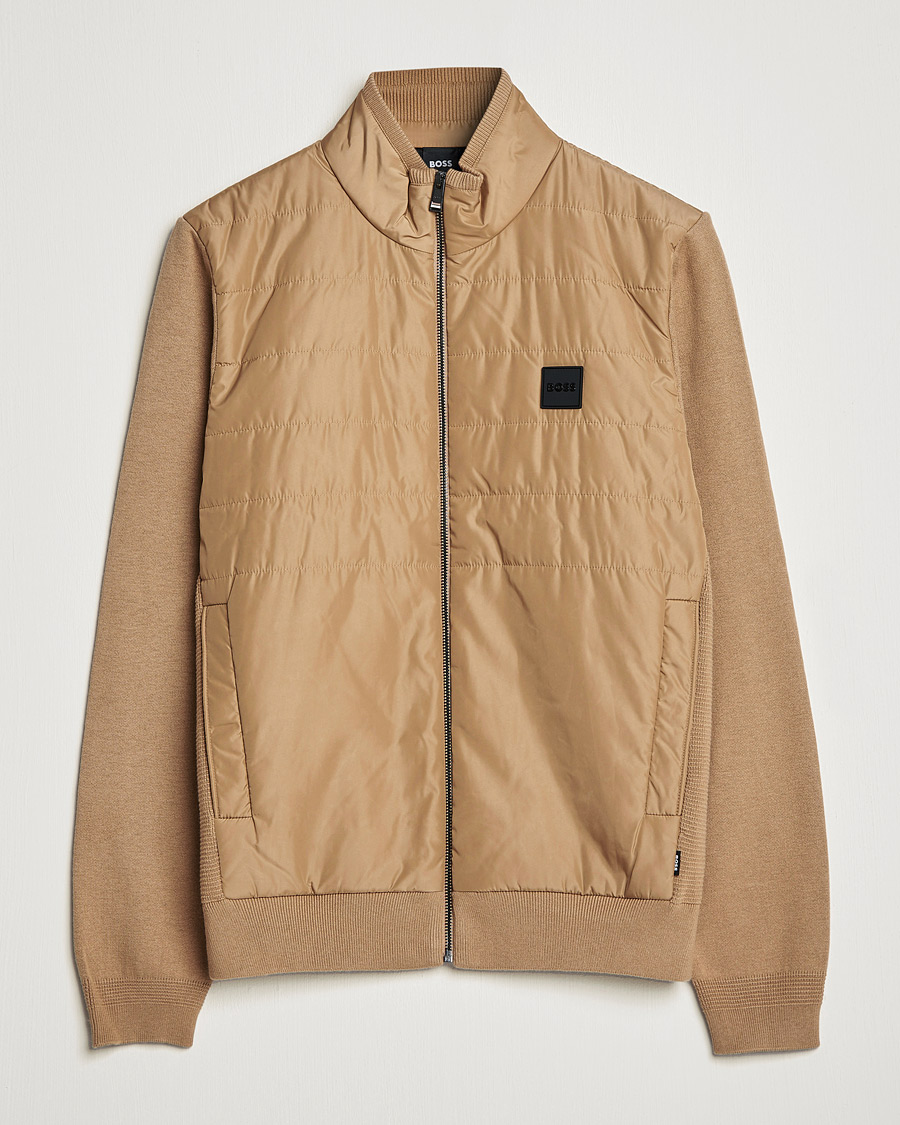 Herre | Gensere | BOSS BLACK | BOSS Lavando Hybrid Full Zip Medium Beige