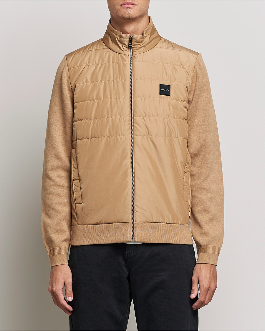 Herre | Gensere | BOSS BLACK | BOSS Lavando Hybrid Full Zip Medium Beige