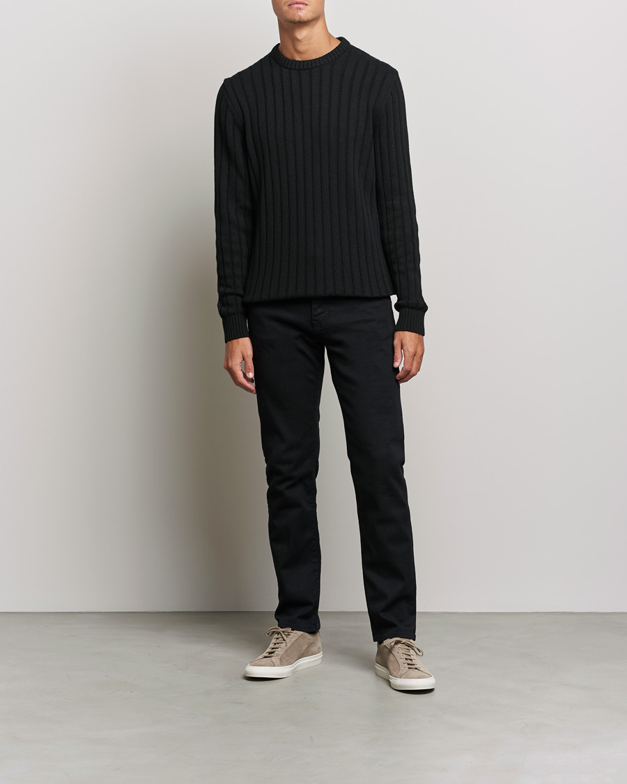 Herre | Strikkede gensere | BOSS | Laaron Strucktured Knitted Sweater Black
