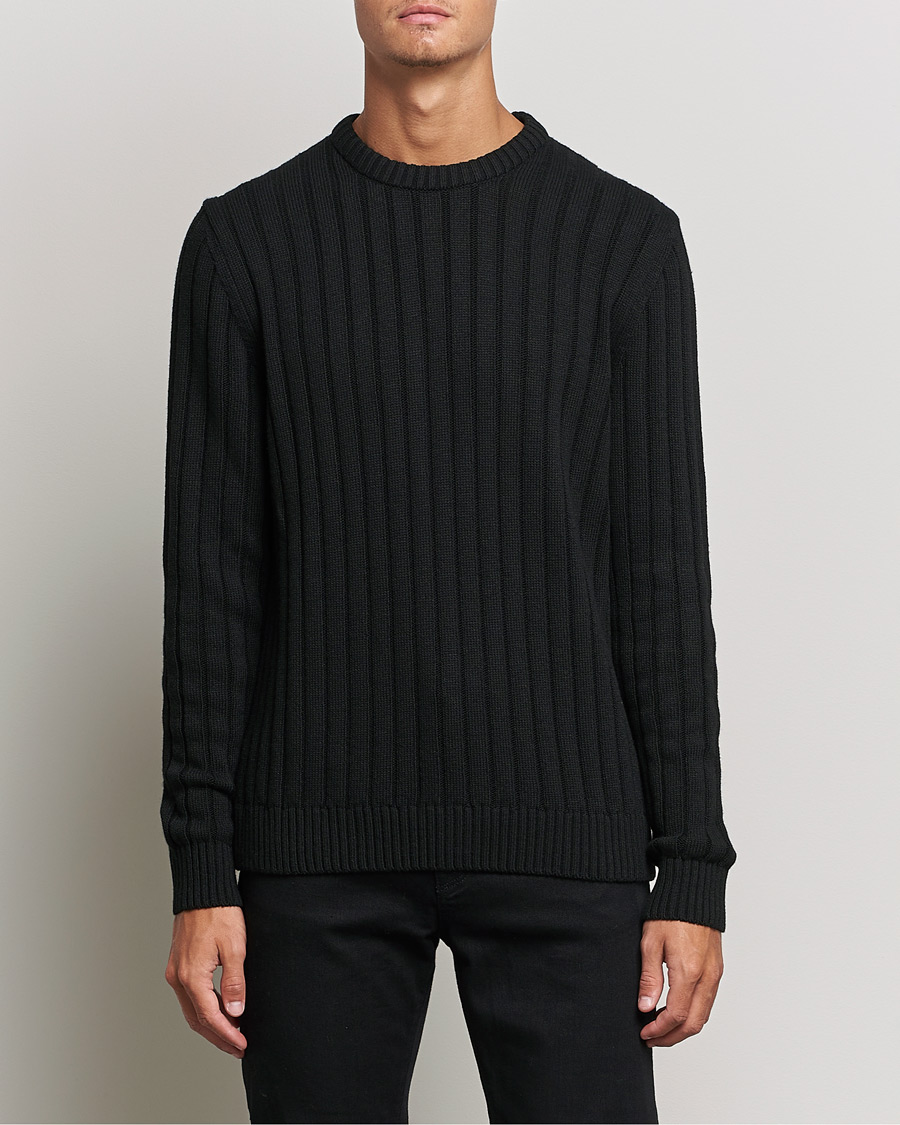 Herre | Gensere | BOSS | Laaron Strucktured Knitted Sweater Black