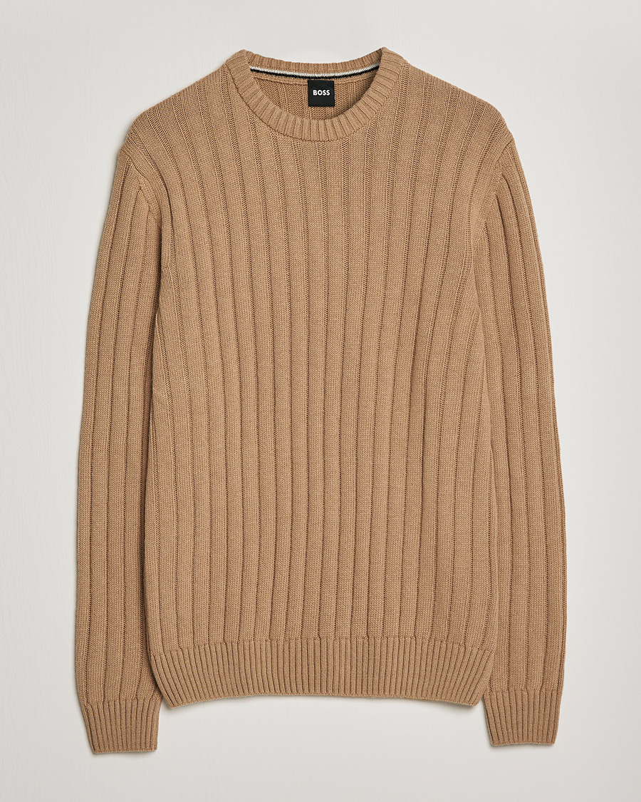 Herre |  | BOSS | Laaron Strucktured Knitted Sweater Medium Beige