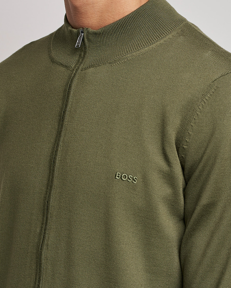 Herre | Gensere | BOSS BLACK | Balonso Full Zip Sweater Open Green
