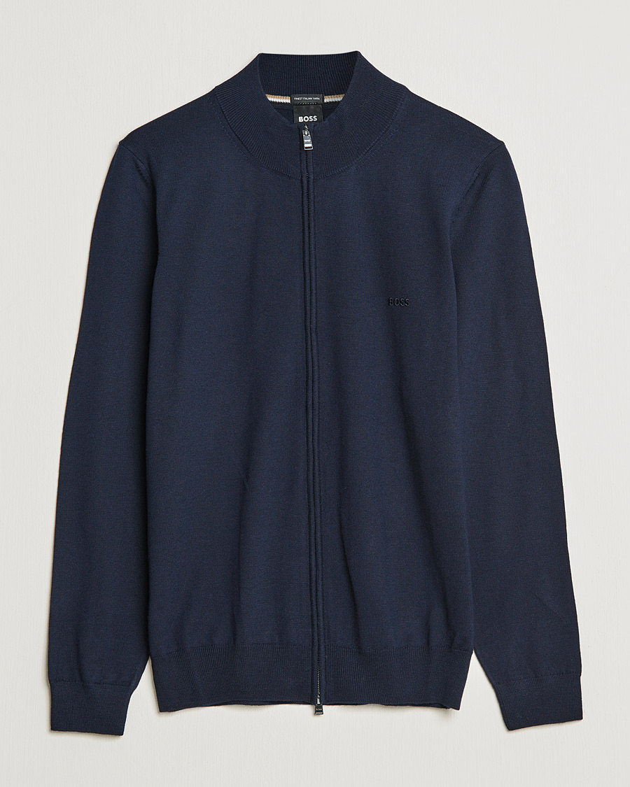 Herre | Gensere | BOSS BLACK | Balonso Full Zip Sweater Dark Blue