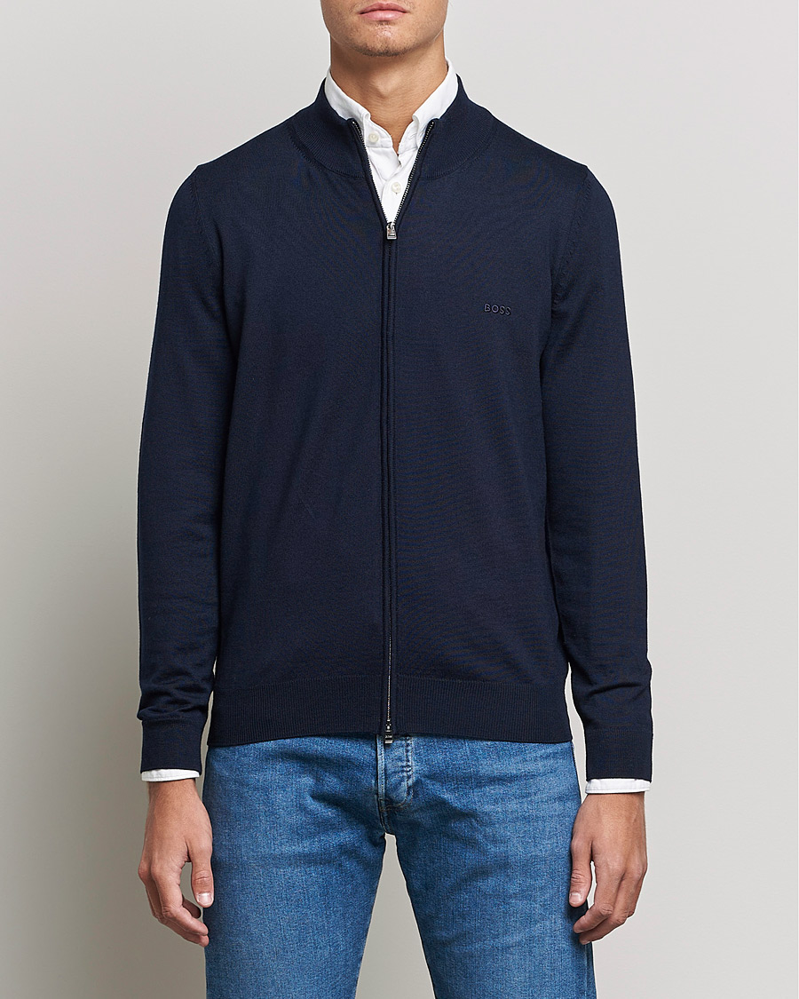 Herre | Gensere | BOSS BLACK | Balonso Full Zip Sweater Dark Blue