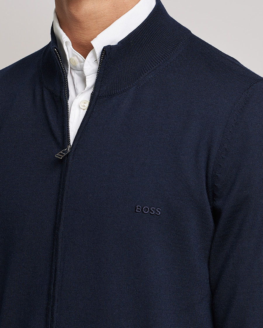 Herre | Gensere | BOSS BLACK | Balonso Full Zip Sweater Dark Blue