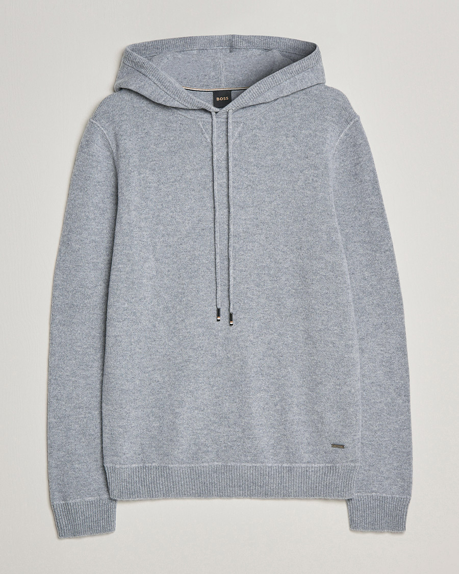 Herre | Gensere | BOSS BLACK | BOSS Tailored Luxus Cashmere Hoodie Silver