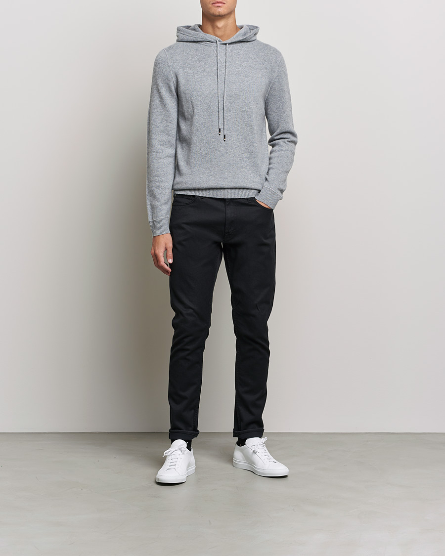 Herre |  | BOSS | Tailored Luxus Cashmere Hoodie Silver