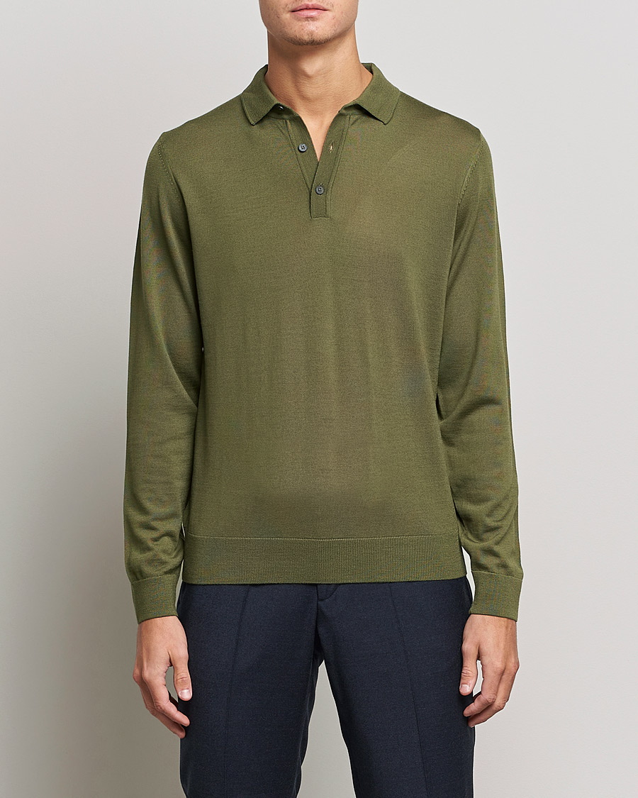 Herre | | BOSS | Lancione Merino Knitted Polo Open Green