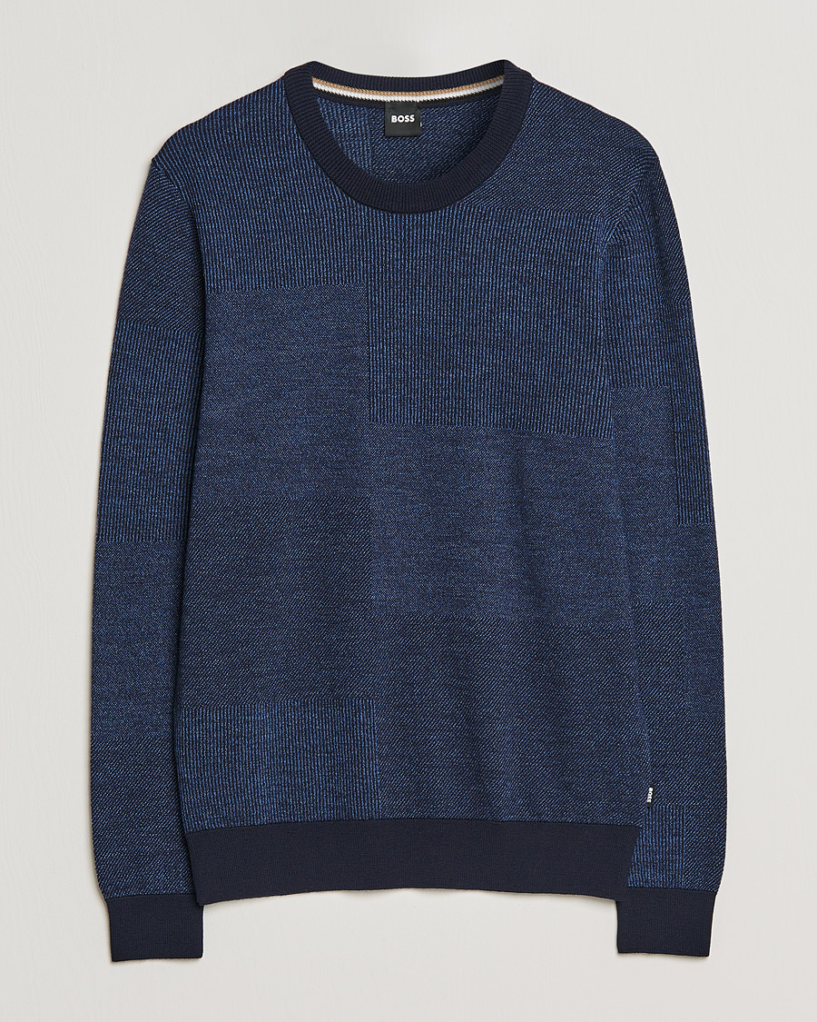 Herre |  | BOSS | Leugenio Strucktured Block Sweater Dark Blue