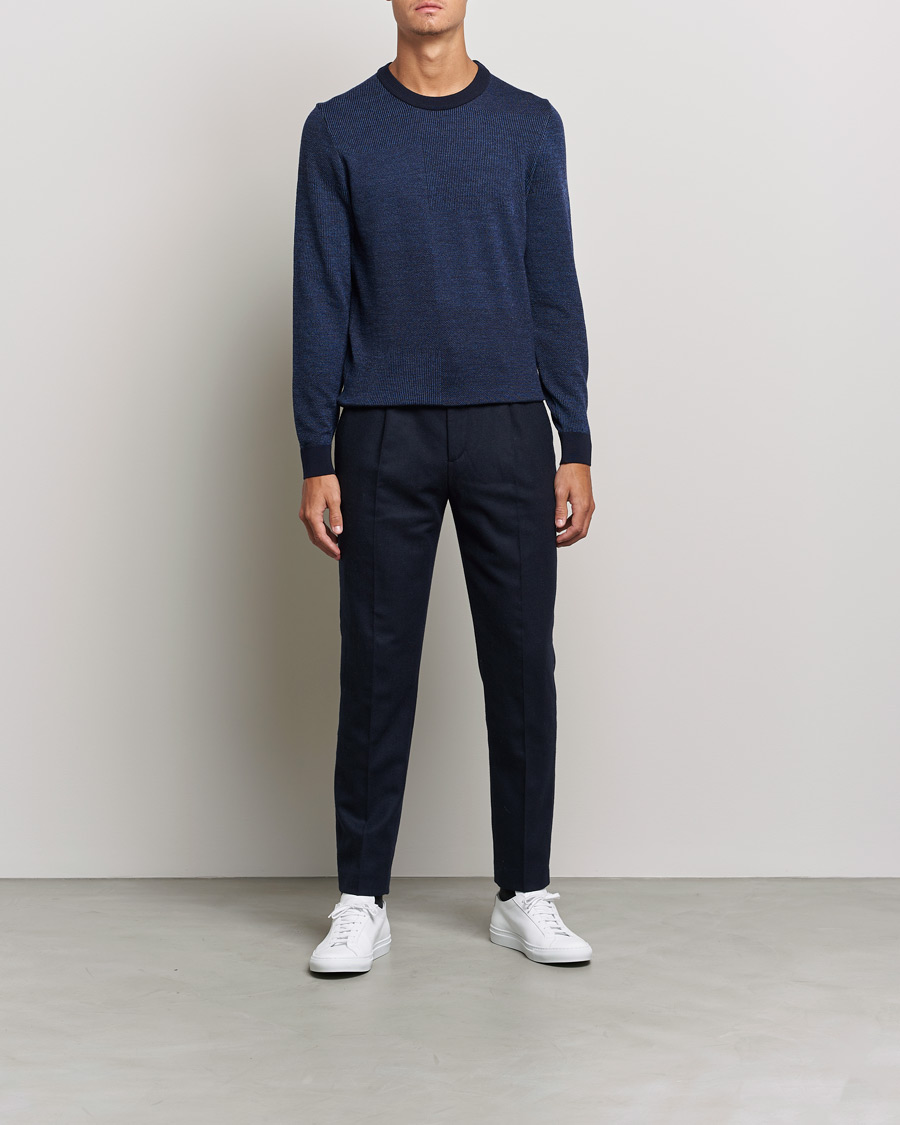 Herre | Gensere | BOSS BLACK | Leugenio Strucktured Block Sweater Dark Blue