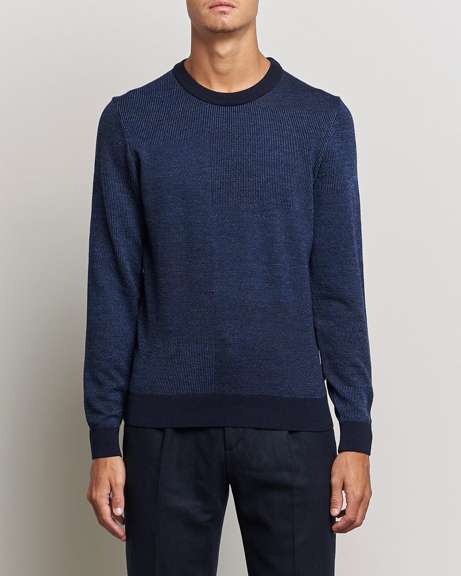 Herre | Gensere | BOSS BLACK | Leugenio Strucktured Block Sweater Dark Blue