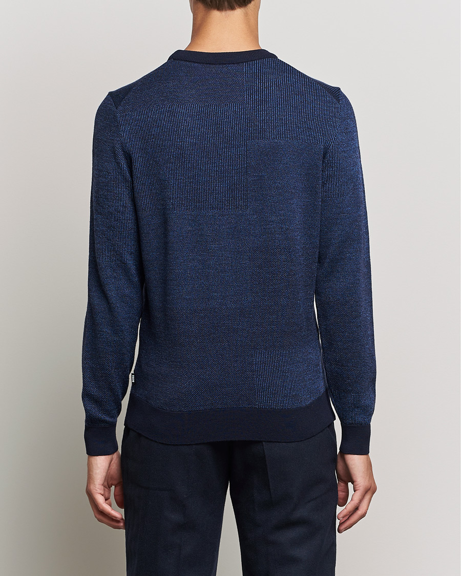 Herre | Gensere | BOSS BLACK | Leugenio Strucktured Block Sweater Dark Blue