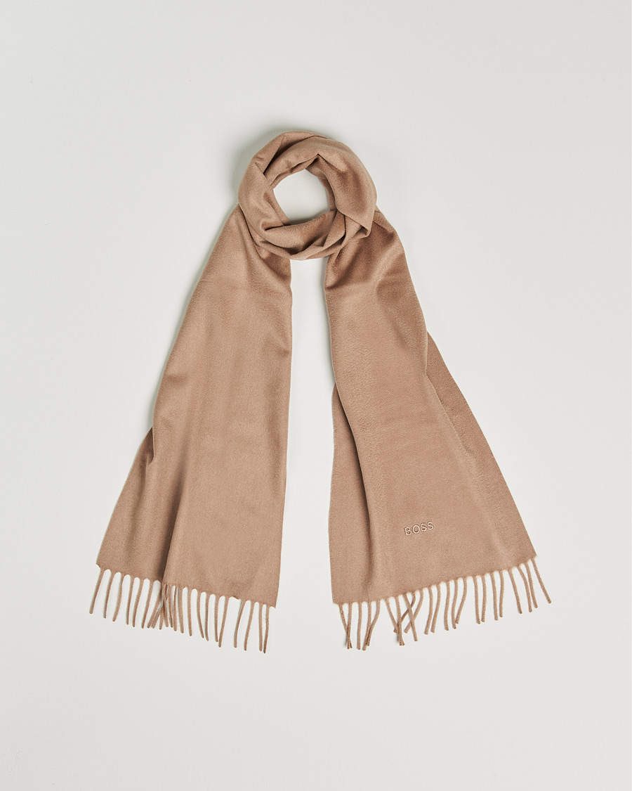 Herre | BOSS Scottas Cashmere Scarf Medium Beige | BOSS BLACK | BOSS Scottas Cashmere Scarf Medium Beige