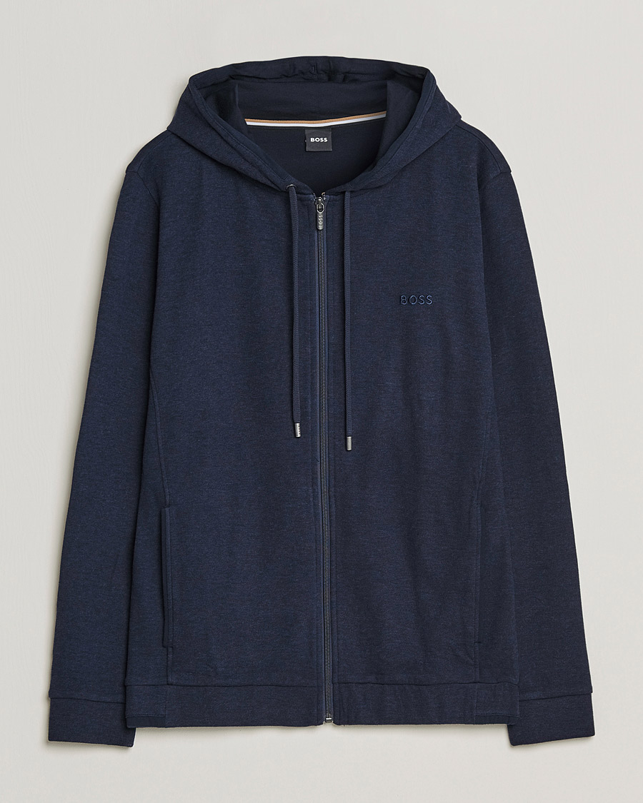 Herre | Gensere | BOSS BLACK | Cashmere Full Zip Hoodie Dark Blue