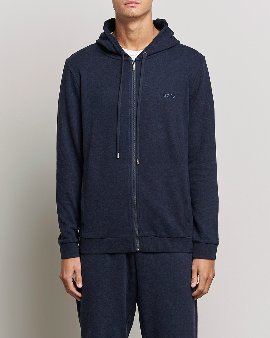 Herre | Gensere | BOSS BLACK | Cashmere Full Zip Hoodie Dark Blue