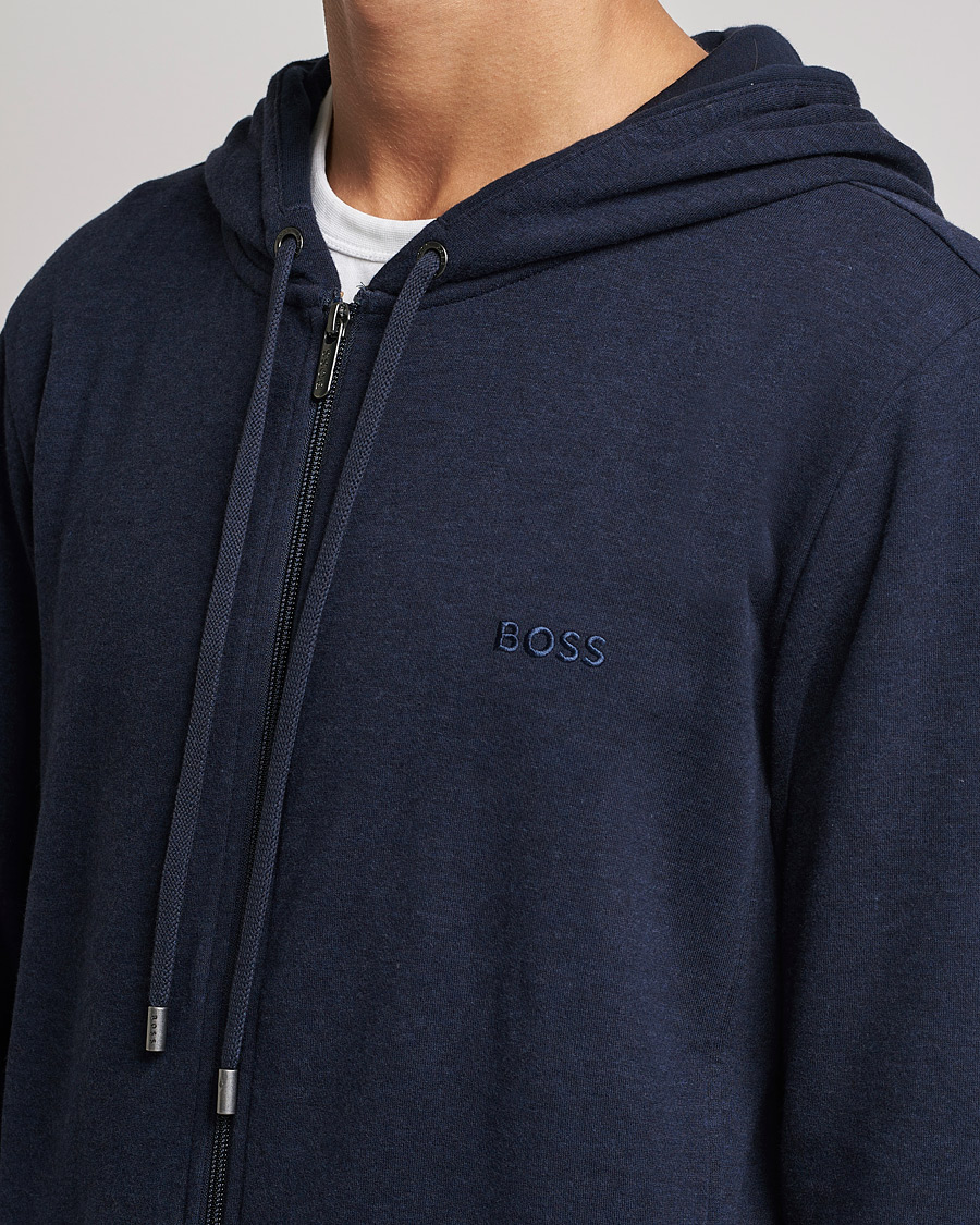 Herre | Gensere | BOSS BLACK | Cashmere Full Zip Hoodie Dark Blue