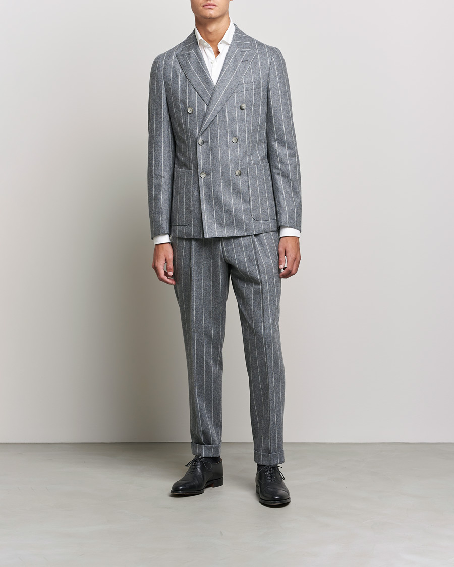 Herre | Dresser | BOSS | Hanry Wool Double Breasted Pinstripe Suit Medium Grey