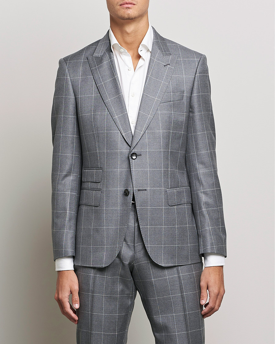 Herre | Dresser | BOSS BLACK | BOSS Huge Wool Checked Suit Silver