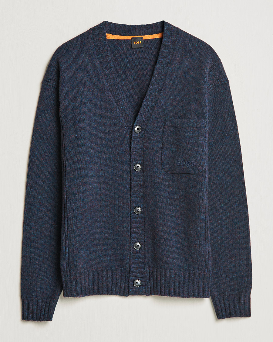 Herre | Gensere | BOSS ORANGE | BOSS Casual Kouzzle Knitted Cardigan Dark Blue
