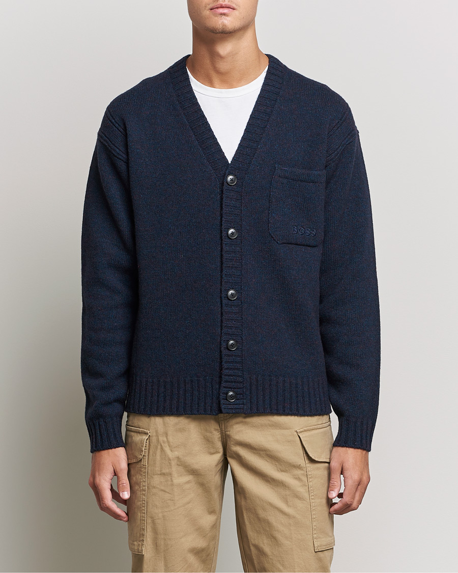 Herre | Gensere | BOSS ORANGE | BOSS Casual Kouzzle Knitted Cardigan Dark Blue
