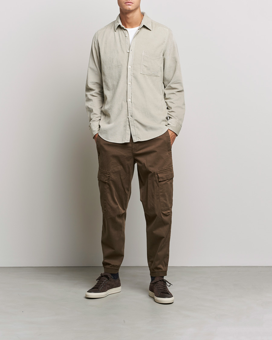 Herre | Cordfløyelskjorter | BOSS Casual | Relegant Corduroy Shirt Open Grey