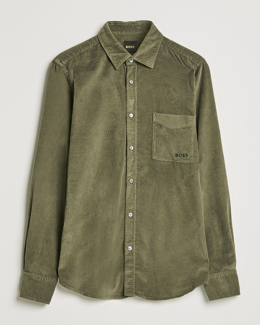 Herre | Skjorter | BOSS ORANGE | Relegant Corduroy Shirt Dark Green