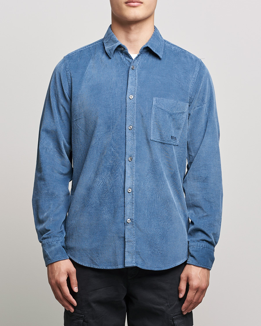 Herre |  | BOSS Casual | Relegant Corduroy Shirt Bright Blue