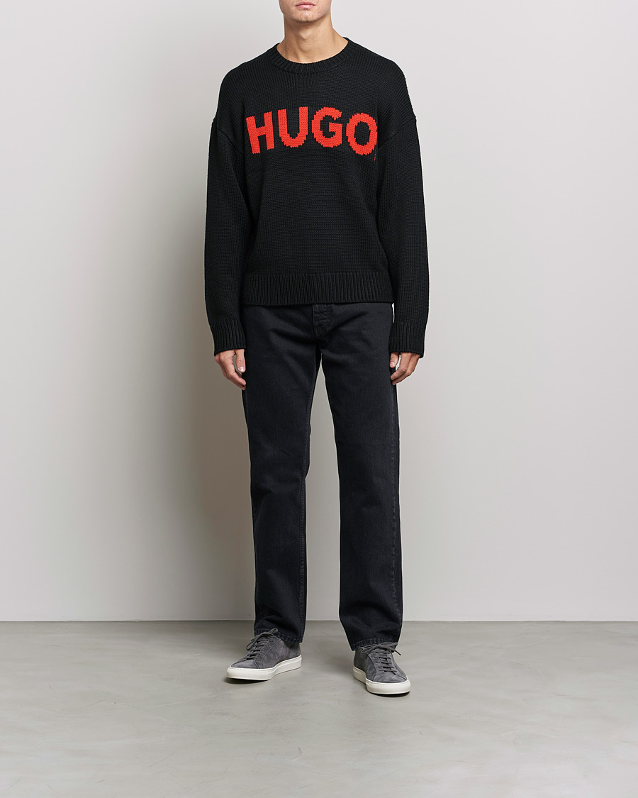 Herre | HUGO | HUGO | Slogonon Knitted Sweater Black