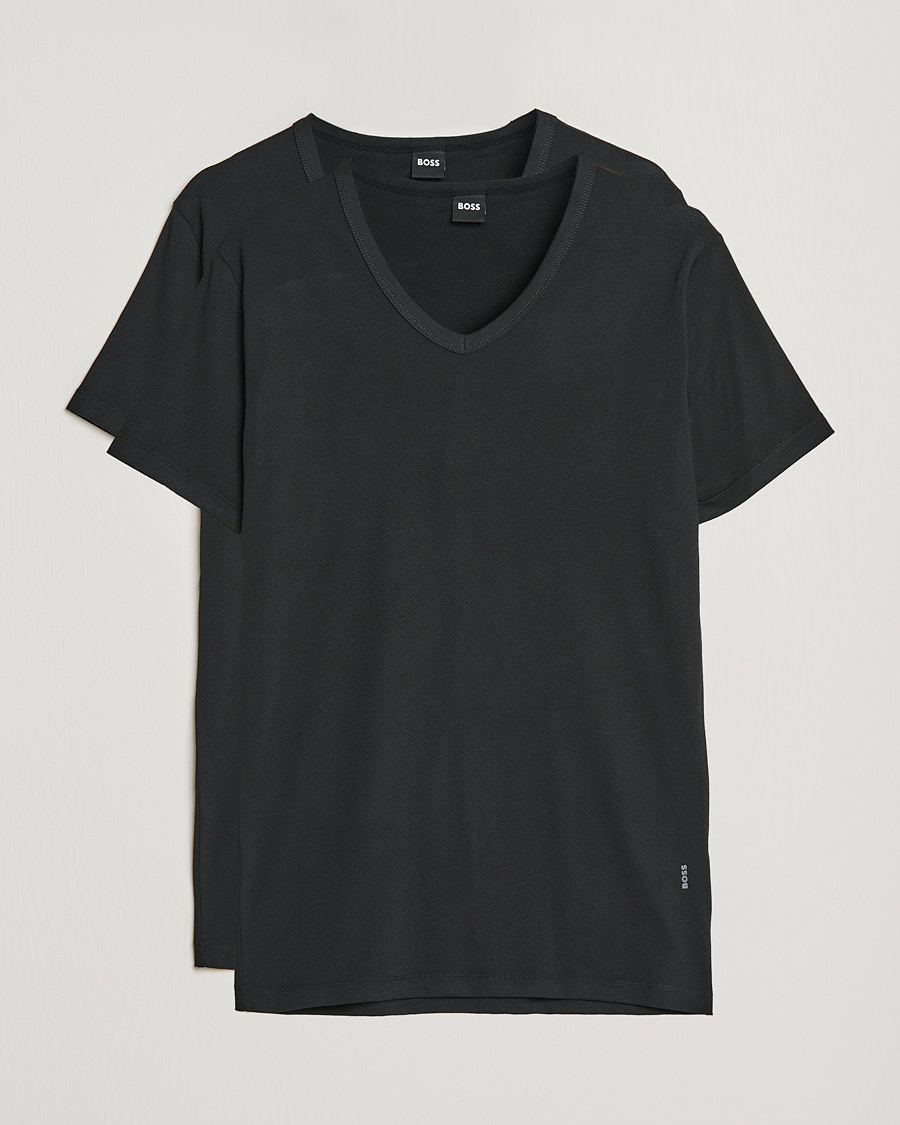 Herre | T-Shirts | BOSS | 2-Pack V-Neck Slim Fit T-Shirt Black