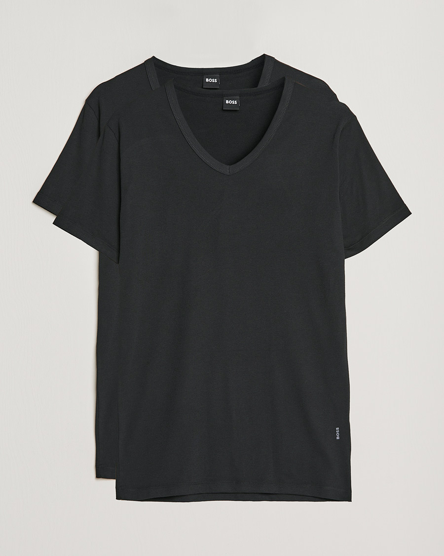 Herre | T-Shirts | BOSS BLACK | 2-Pack V-Neck Slim Fit T-Shirt Black
