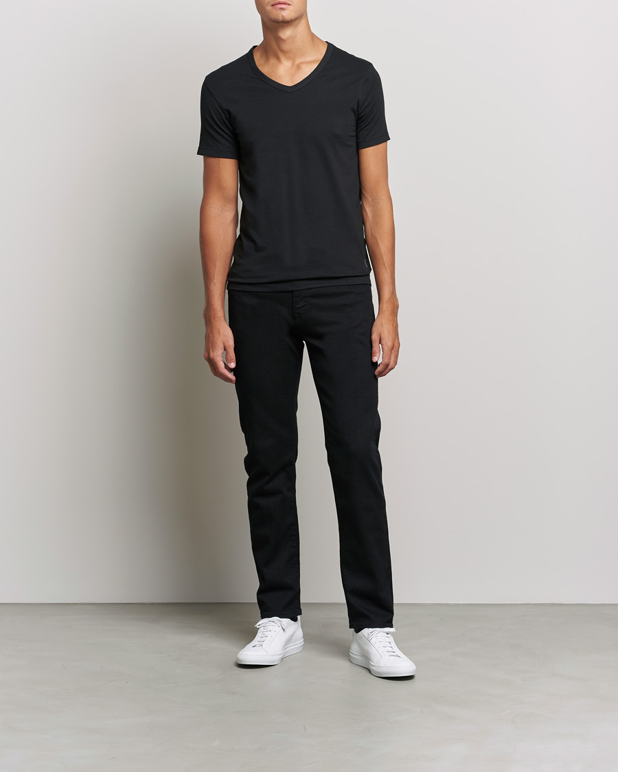 Herre | T-Shirts | BOSS BLACK | 2-Pack V-Neck Slim Fit T-Shirt Black